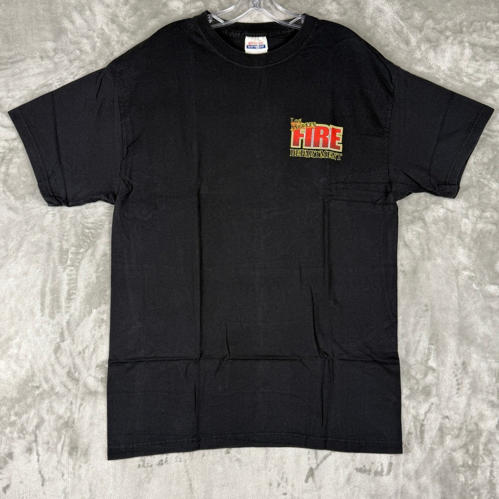 VTG Hanes Heavyweight LA Fire Department LAFD Devil Graphic T-Shirt Black L